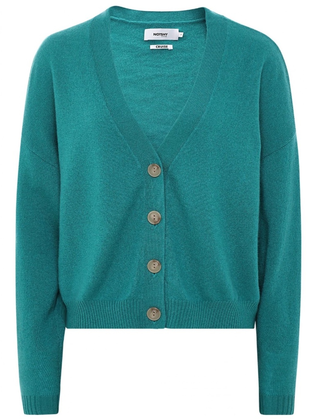 Notshy Cruise 100% Cashmere Teal V-Neck Cardigan Sweater L